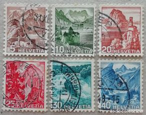 Sellos: 1948. SUIZA. 461 / 466. Parques nacionales, montañas. Serie completa. Usado.